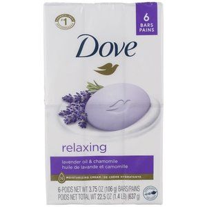 Dove Relaxing Beauty Bar Soap Lavender Oil & Chamomile 3.75 oz 6 bars